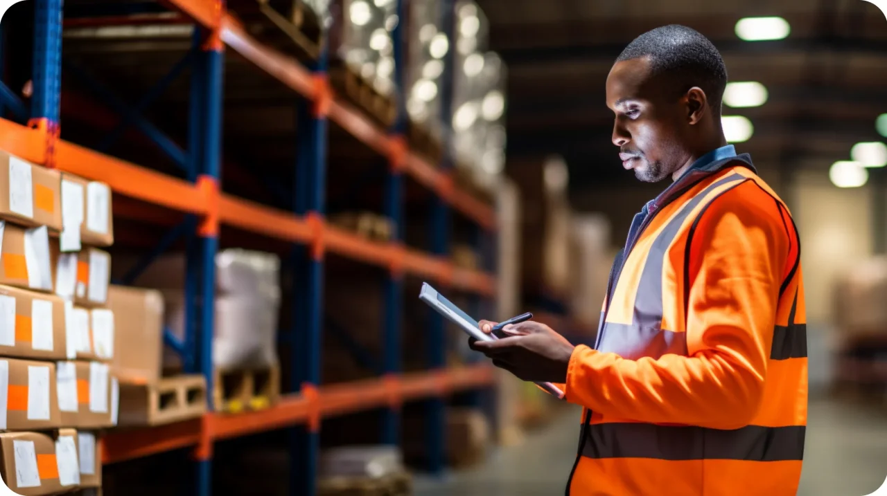 Man With Tablet In Warehouse