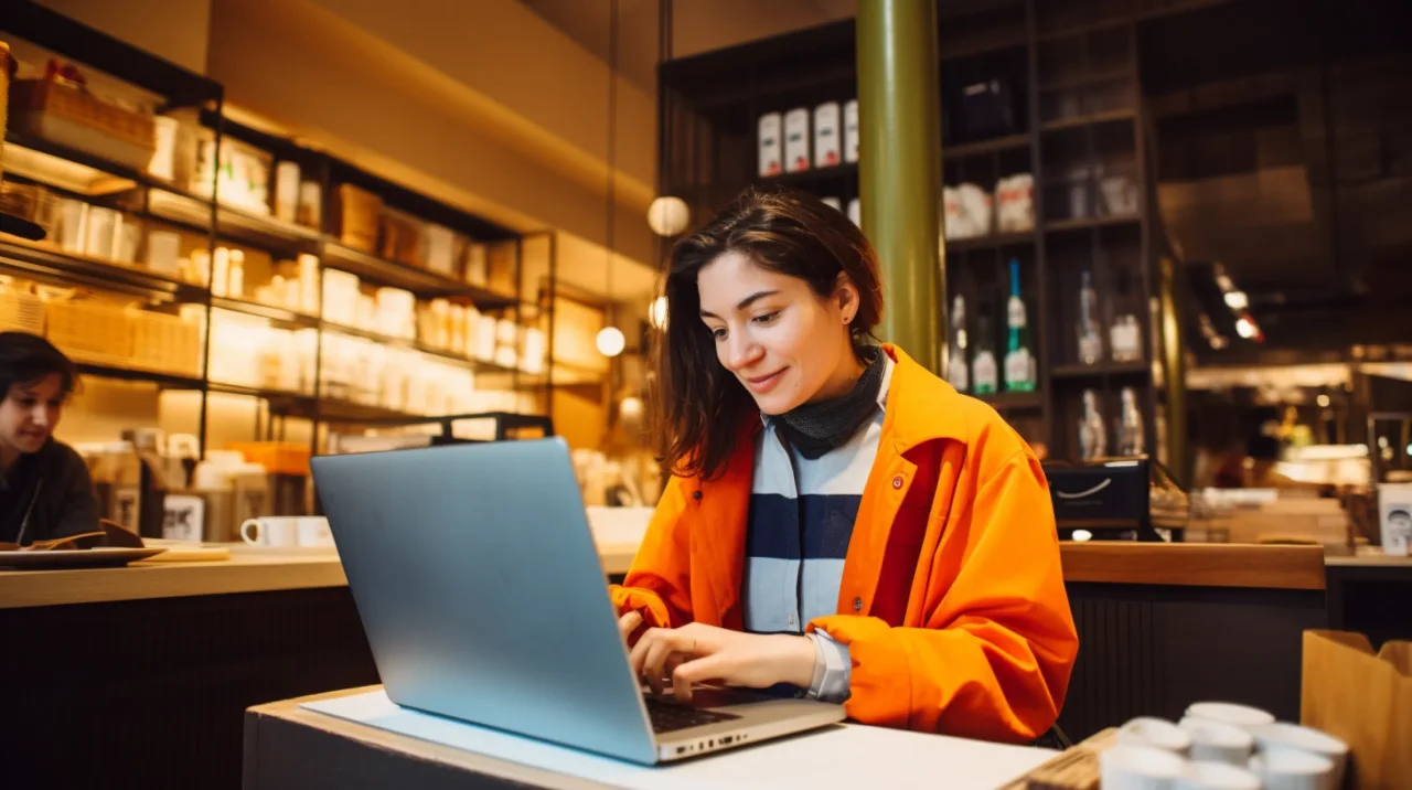 Woman Working Laptop Office Space