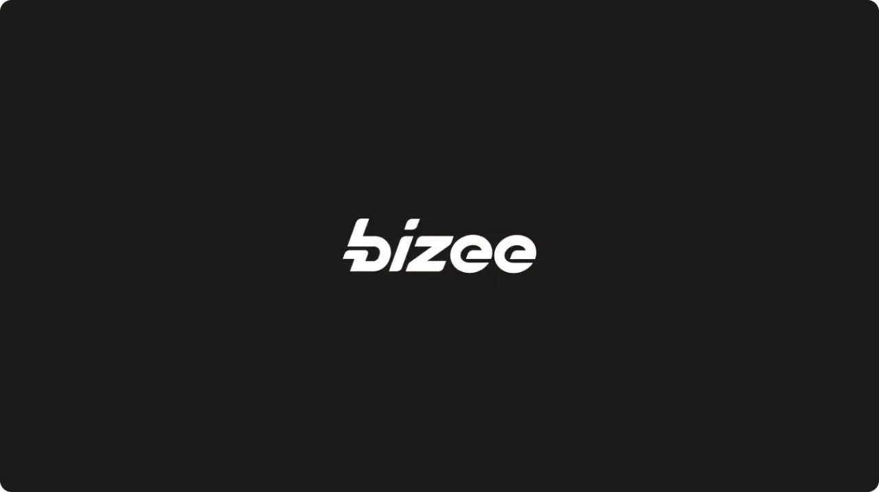 White Bizee Logo On Black Background