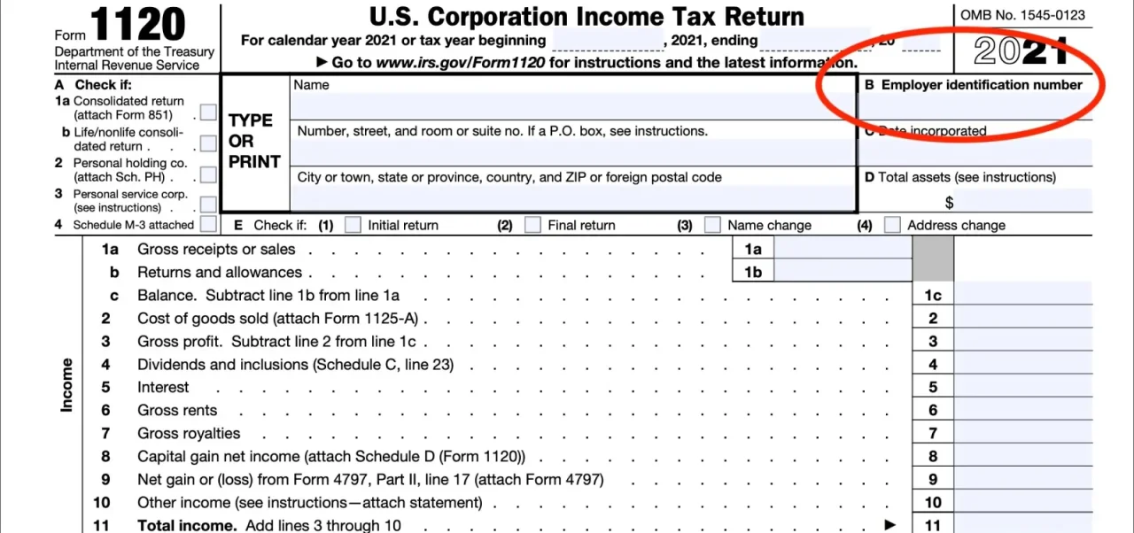 Form 1120 Ein Number