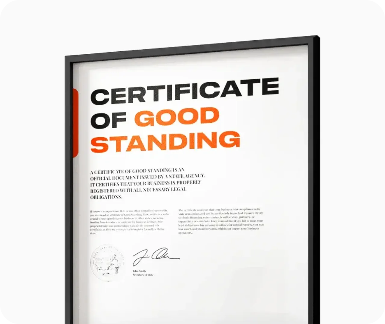 Good Standing Certificate