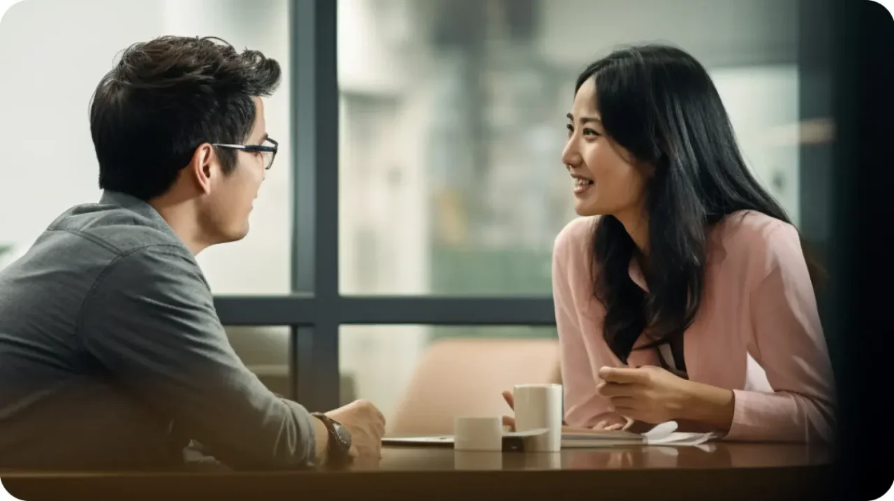 Woman And Man Talking