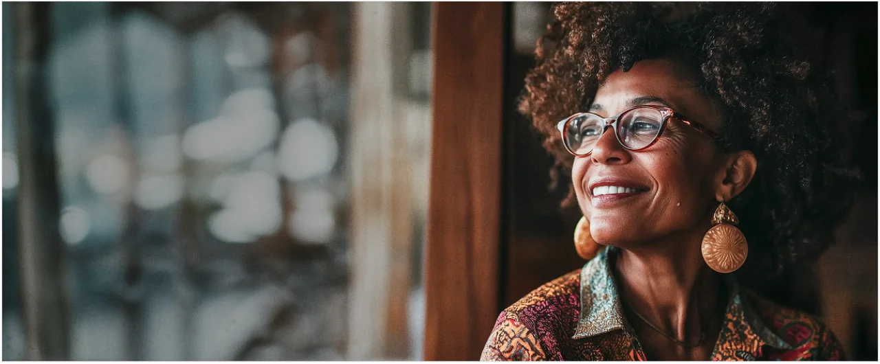Woman Thinking Desktop